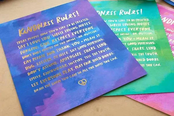 Kindness Rules foil stamped print