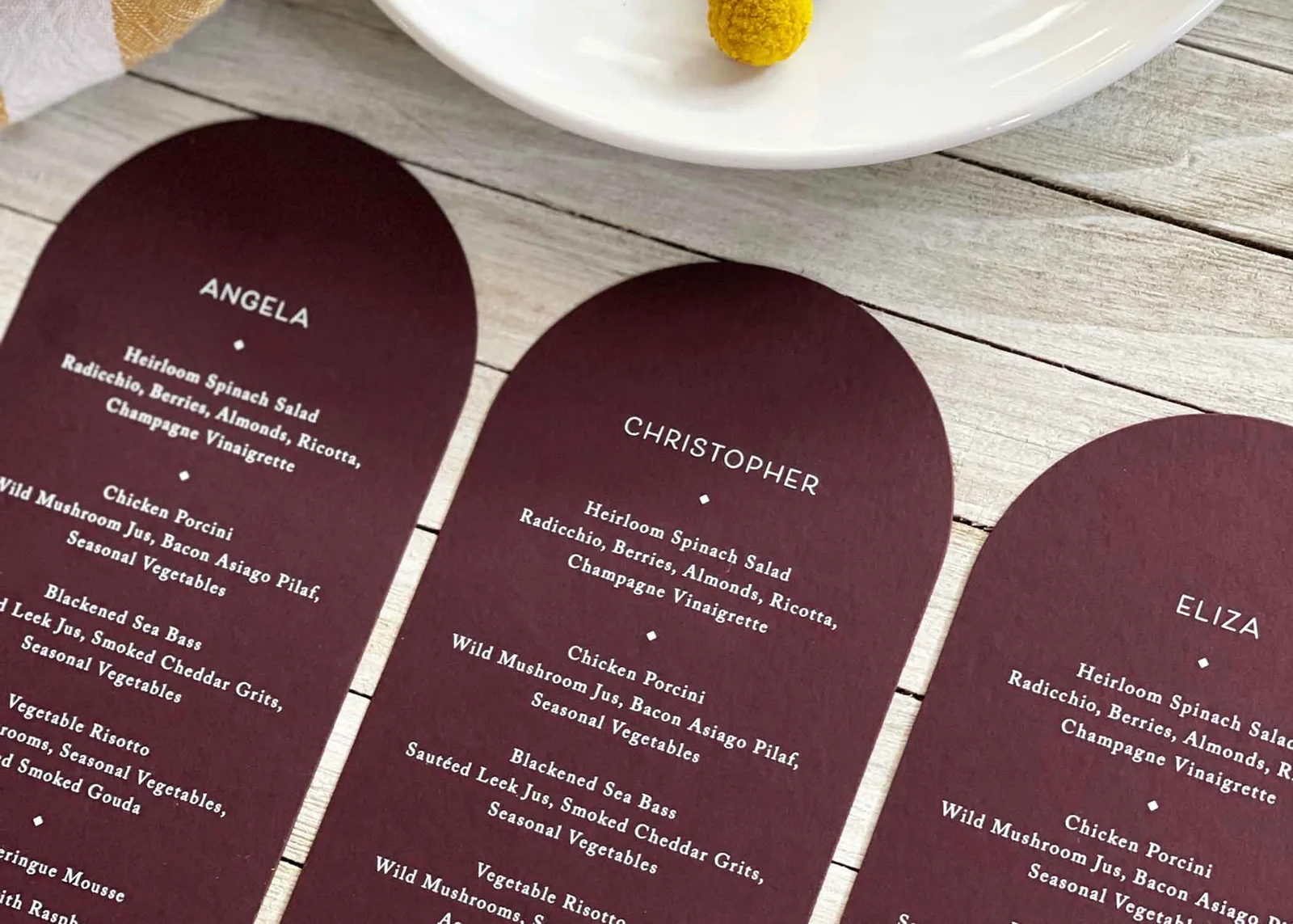 Digital white ink printing on a colored paper menu
