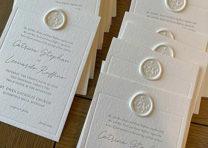 Catrina and Leonardo's Textural and Modern Letterpress Wedding Invitations
