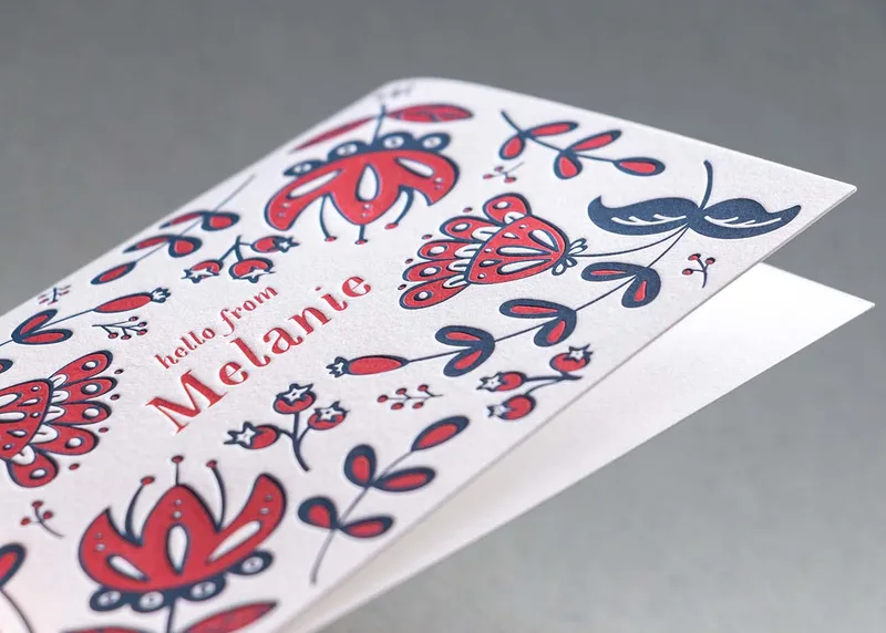 Two color folding note card