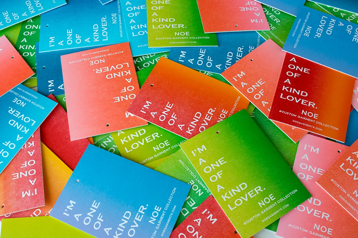 Rainbow roll letterpress hang tags